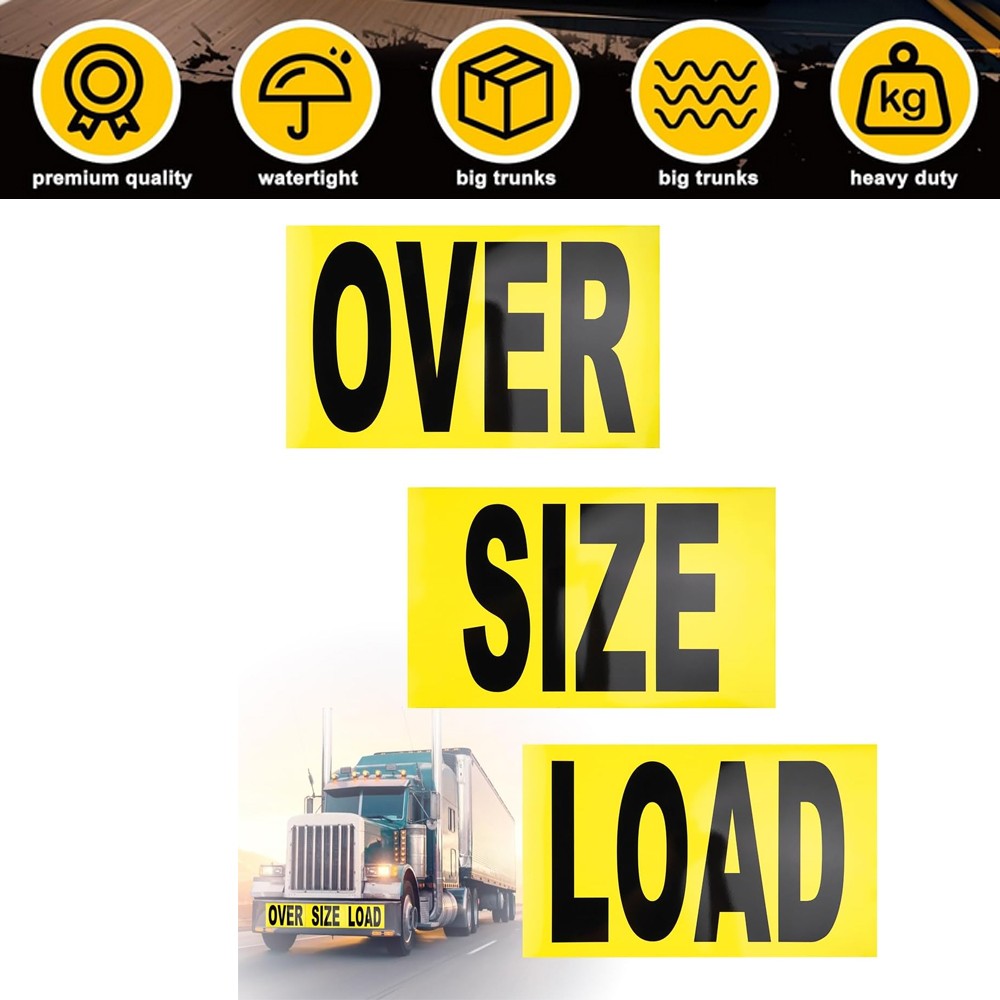 12″x60″ 3 piece Magnetic Oversize Load Sign for Escort/Pilot Car ~ Truck Safety