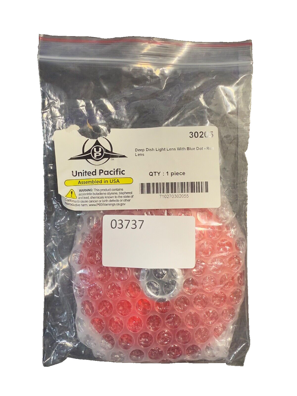 United Pacific Deep Dish Light Lens, RED Lens w/ BLUE Dot P/N: 30205