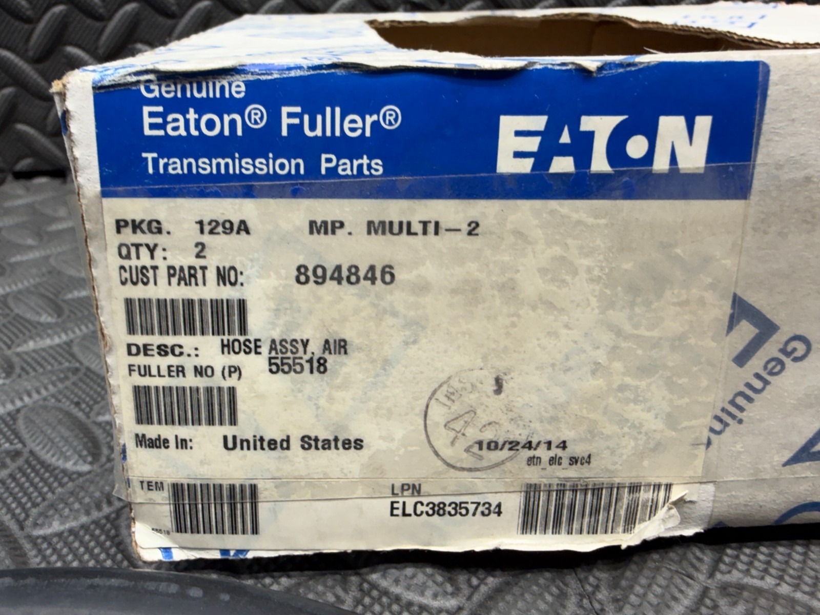 2-Pack Eaton 55518 Fuller Transmission Air Line Tube Hose Assembly