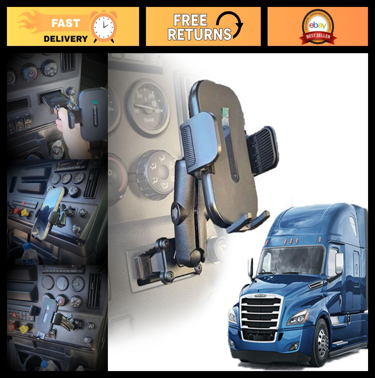 Universal Phone Holder Kit for Freightliner Cascadia 2018-2026, RAM Compatible,