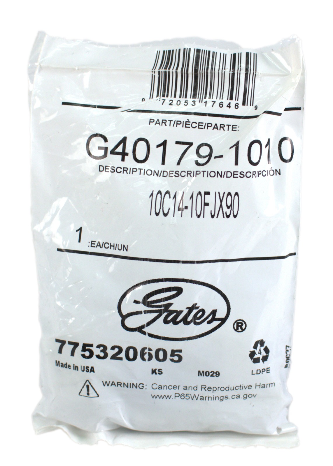 Gates C14 Female JIC 37 Flare Swivel 90° 7/8-14 Thread 1/2″ ID Model G40179-1010