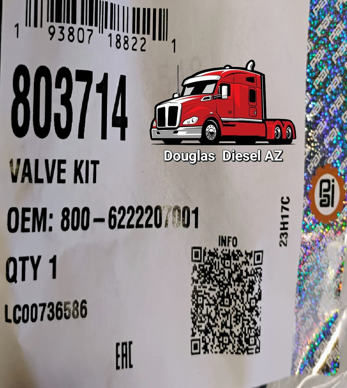 AIR SEAT VALVE KIT PAI# 803714 Ref.# MACK 85104234 Bostrom 6222207001 6222155001