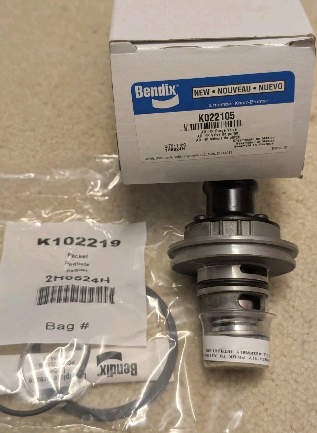 ~NEW GENUINE BENDIX AD-IP & AD-IS REPLACEMENT PURGE VALVE ASSEMBLY KIT ~ K022105